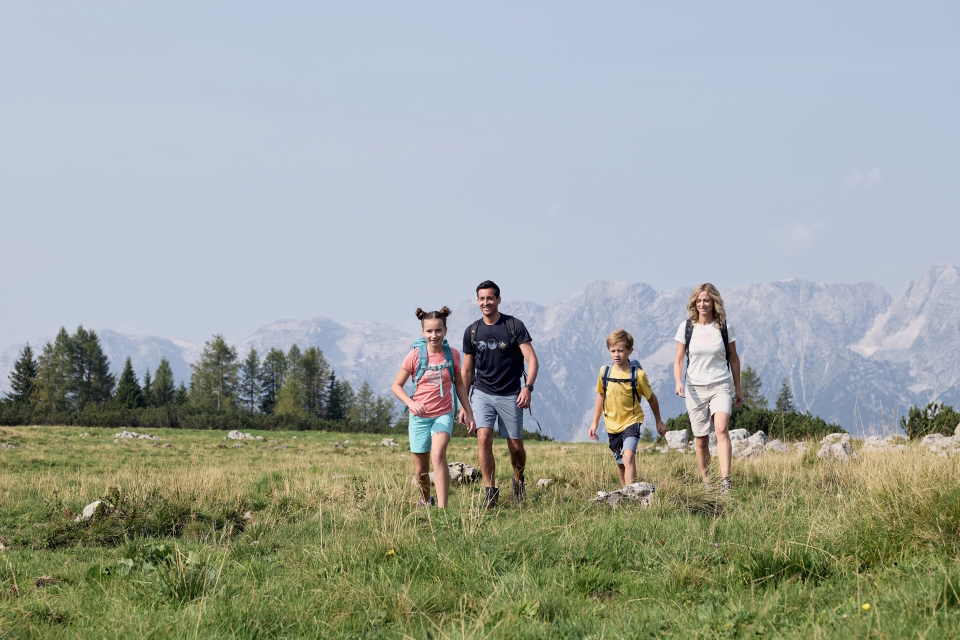 Family Walk in Daytime Field in Rauris